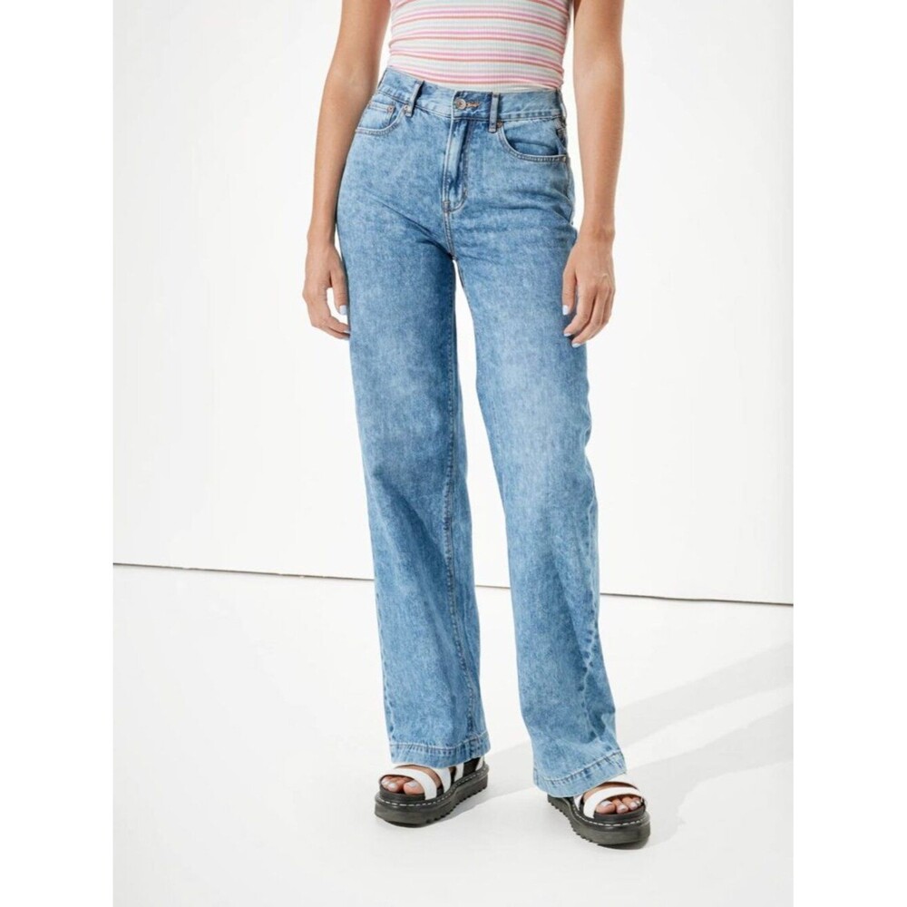 American Eagle Skater Jean Wide Leg Baggy Size 4 Long